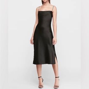 Express Satin Cowl Neck Midi Slip Dress